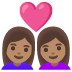 👩🏽‍❤️‍👩🏽 couple with heart: woman, woman, medium skin tone display on Google